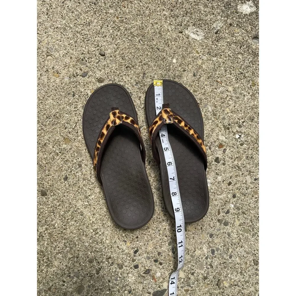 Vionic Tide II Leopard Thong Flip Flops Slip on Sandals Womens Sz 6 Orthotic